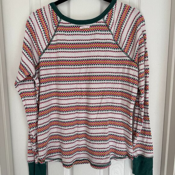 EUC Victoria’s Secret Thermal Top Fair Isle Cream, Pink, and Green Color, Size L - Picture 7 of 14